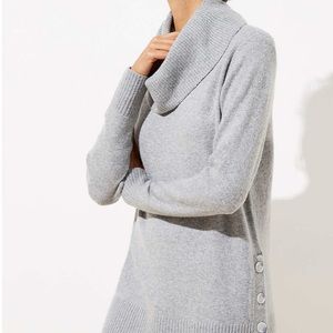 Loft Side Button Cowl Neck Sweater